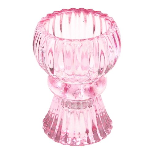 Sfeșnic roz din sticlă - Rex London
