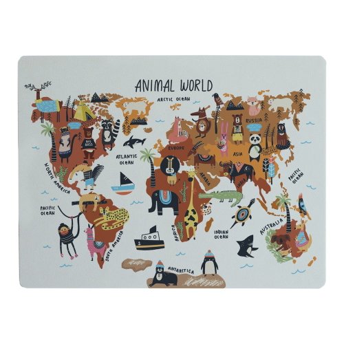 Suport de farfurie Really Nice Things Animals Worldmap, 55 x 35 cm