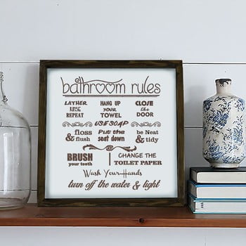 Unknown - Tablou bathroom rules, 34 x 34 cm