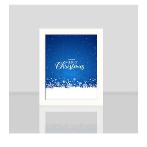 Unknown - Tablou cu rama albă blue merry christmas, 23,5 x 28,5 cm