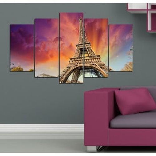 Tablou din mai multe piese 3D Art Fall Eiffel, 102 x 60 cm