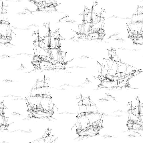 Tapet pentru copii Dekornik Black&White Ships, 100 x 280 cm