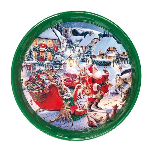 Tavă rotundă cu motive de Crăciun Brandani, ⌀ 38 cm, verde