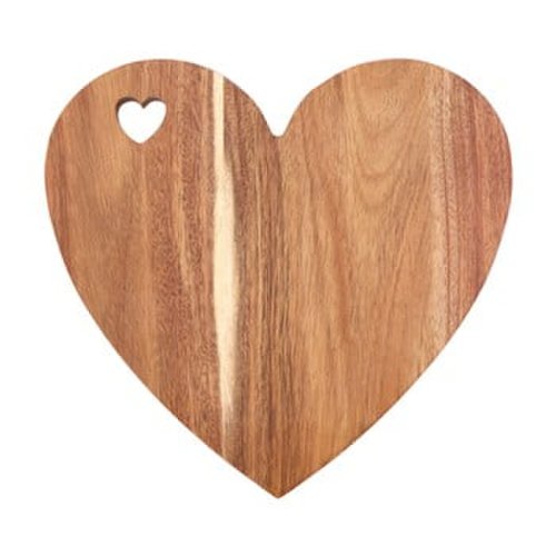 Tocător din lemn de acacia în formă de inimă Premier Housewares, 30 x 28 cm, margine roz