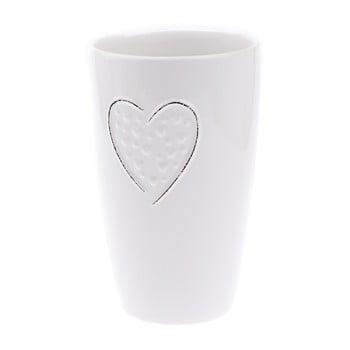 Vază din ceramică Dakls Hearts Dots, înălțime 22 cm, alb