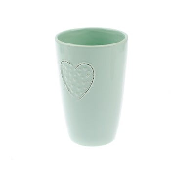 Vază din ceramică Dakls Hearts Dots, înălțime 18,3 cm, verde deschis