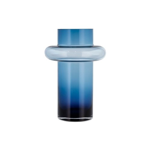Vază din sticlă Lyngby Glas Tube, înălțime 30 cm, albastru închis
