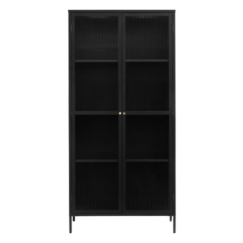 Vitrină neagră din metal 90x190 cm Bronco – Unique Furniture