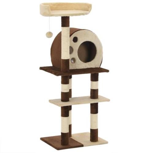 Casa Practica - Ansamblu de joacă pisici, stâlpi din sisal, bej și maro, 127 cm