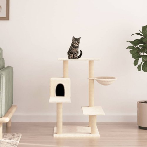 Casa Practica - Ansamblu de pisici cu stâlpi din funie de sisal, crem, 82,5 cm