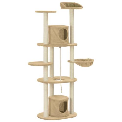 Casa Practica - Ansamblu pentru pisici cu stâlpi din funie sisal, bej, 160 cm