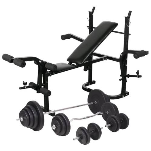 Casa Practica - Bancă fitness cu raft greutăți set haltere și gantere 120 kg