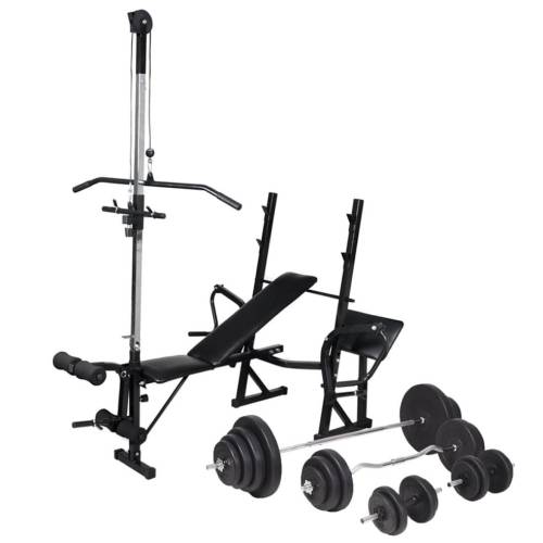 Casa Practica - Bancă fitness cu rastel greutăți, set haltere/gantere, 120 kg
