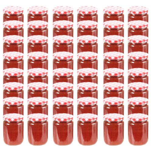 Casa Practica - Borcane de sticlă pentru gem capac alb și roșu, 48 buc, 230 ml