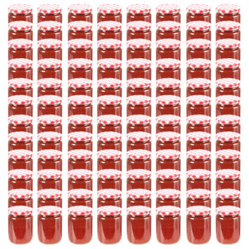 Casa Practica - Borcane de sticlă pentru gem capace alb & roșu 96 buc. 230 ml