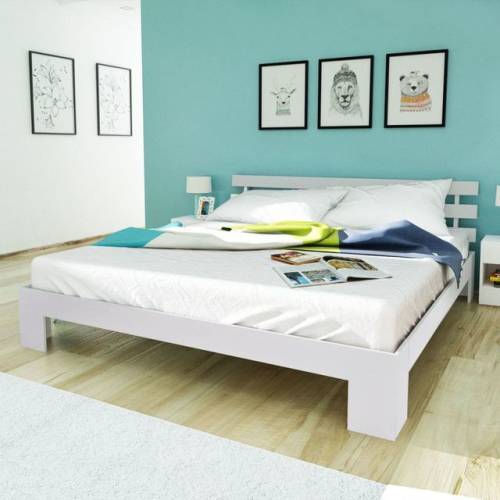 Cadru de pat, alb, 180 x 200 cm, lemn de pin masiv