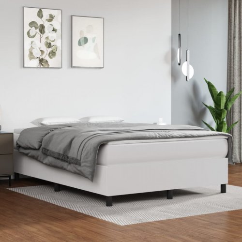 Cadru de pat box spring, alb, 140x200 cm, piele ecologică
