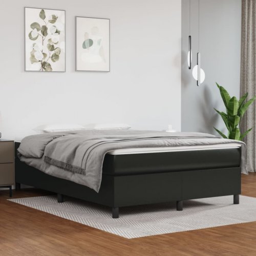 Cadru de pat box spring, negru, 140x190 cm, piele ecologică
