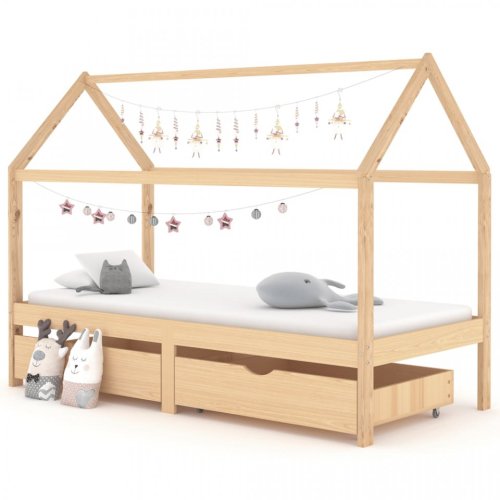 Casa Practica - Cadru de pat copii, cu sertare, 90 x 200 cm, lemn masiv de pin