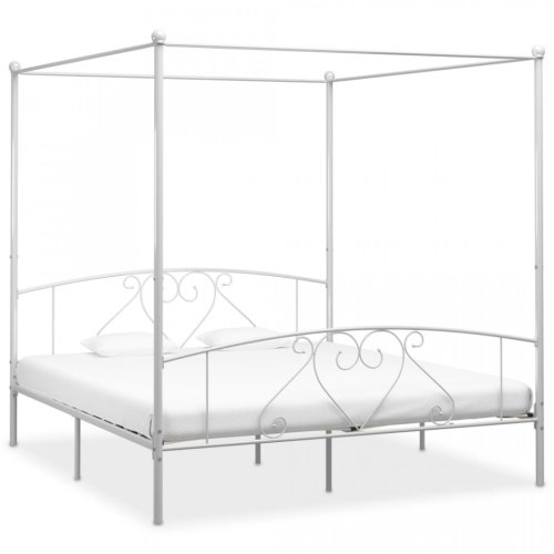 Casa Practica - Cadru de pat cu baldachin, alb, 200 x 200 cm, metal