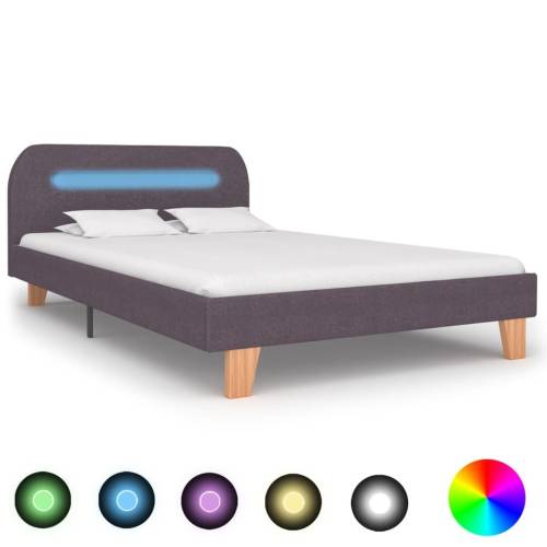 Cadru de pat cu LED-uri, gri taupe, 120x200cm, material textil