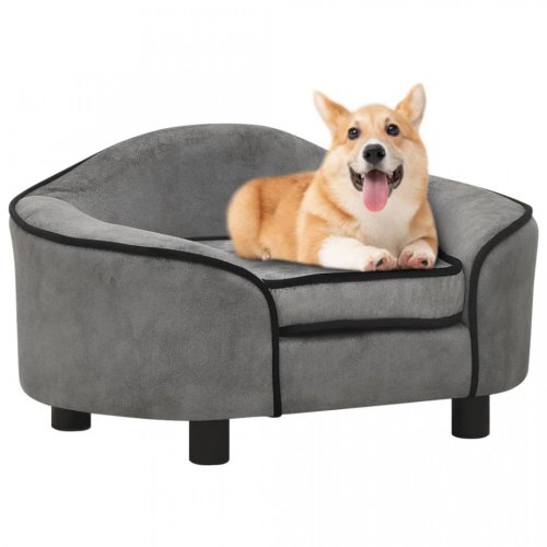 Canapea pentru câini, gri, 67x47x36 cm, pluș