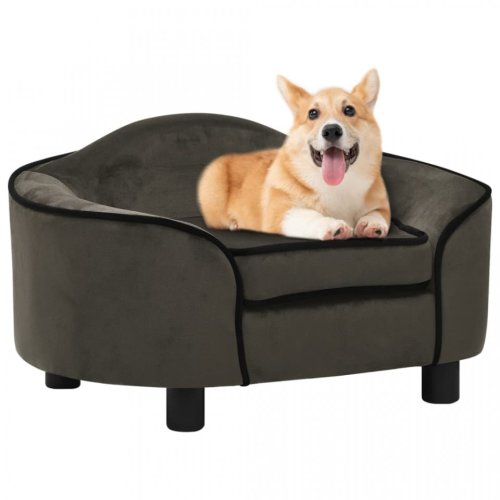 Canapea pentru câini, gri închis, 67x47x36 cm, pluș