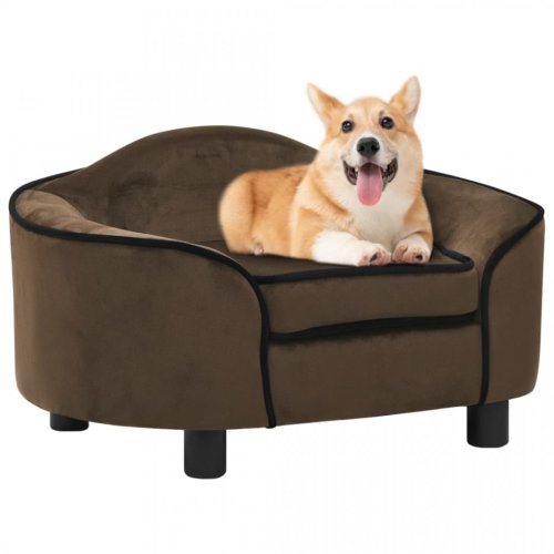 Canapea pentru câini, maro, 67x47x36 cm, pluș