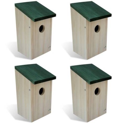 Casa Practica - Căsuțe de păsări, 4 buc., 12 x 12 x 22 cm, lemn