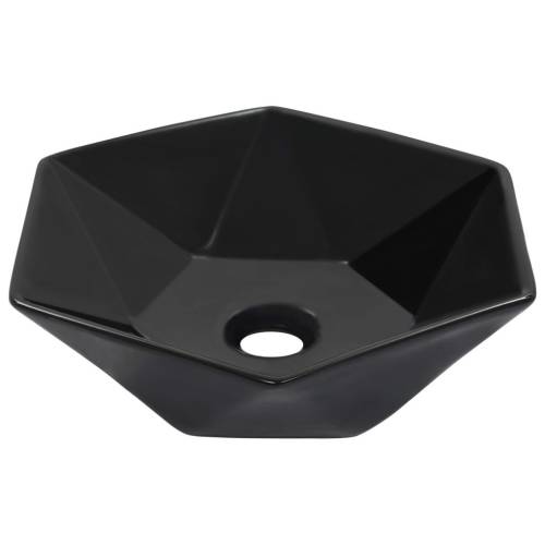 Chiuvetă de baie, negru, 41 x 36,5 x 12 cm, ceramică