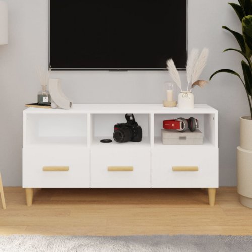 Comodă TV, alb, 102x36x50 cm, lemn compozit