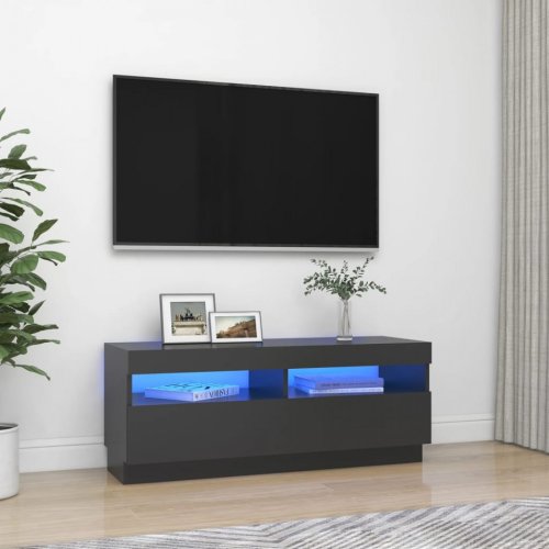 Comodă TV cu lumini LED, gri, 100x35x40 cm