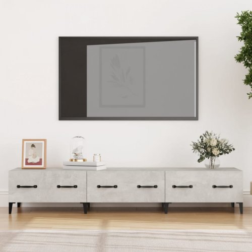 Comodă TV, gri beton, 150x34,5x30 cm, lemn prelucrat