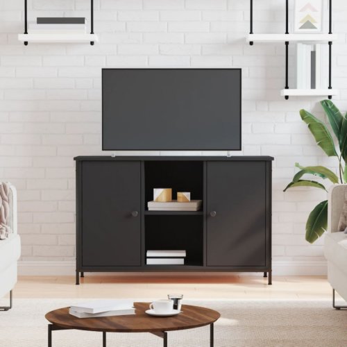 Comodă TV, negru, 100x35x65 cm, lemn compozit