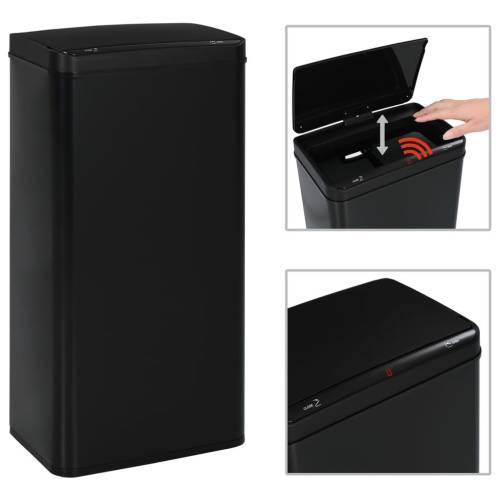 Casa Practica - Coș de gunoi cu senzor automat, negru, 80 l, oțel