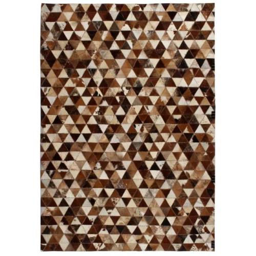 Casa Practica - Covor piele naturală, mozaic, 80x150 cm triunghiuri maro/alb
