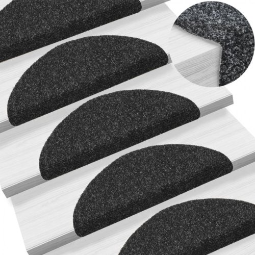 Covorașe scări autoadezive, 10 buc., negru, 54x16x4 cm, punch