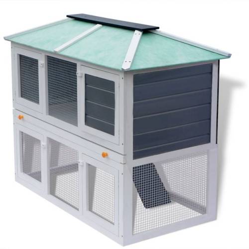 Casa Practica - Cușcă pentru iepuri și alte animale cu două niveluri, lemn