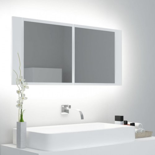 Casa Practica - Dulap de baie cu oglindă și led, alb, 100x12x45 cm