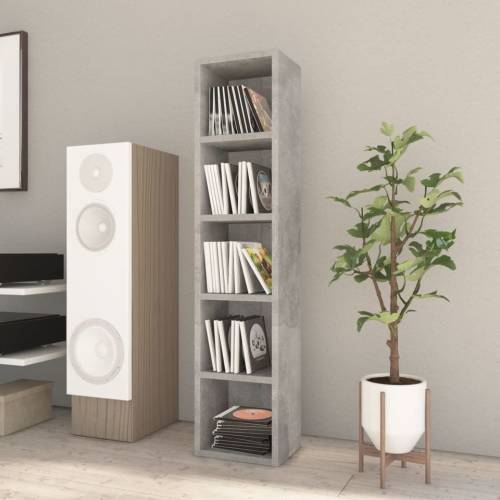 Dulap pentru CD-uri, gri beton, 21 x 16 x 93,5 cm, PAL