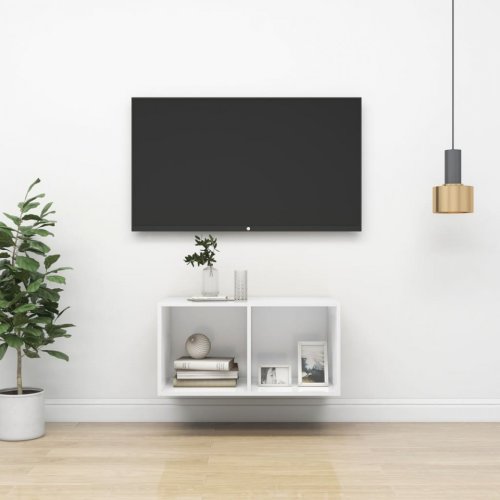 Dulap TV montat pe perete, alb, 37x37x72 cm, PAL