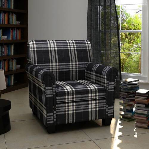 Casa Practica - Fotoliu canapea cu pernă de scaun, material textil, negru