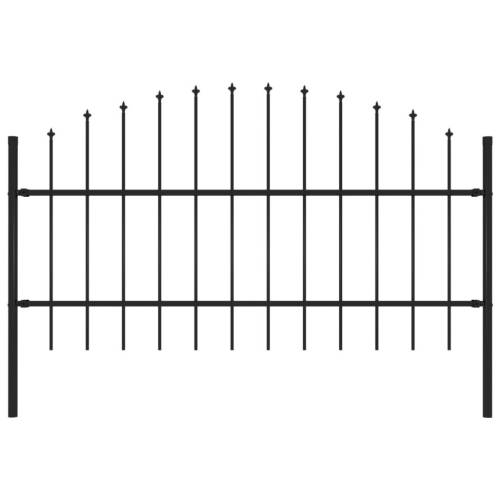 Gard de grădină cu vârf suliță, negru, (0,75-1) x 1,7 m, oțel