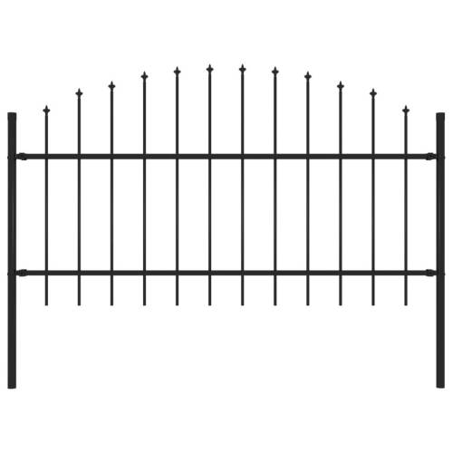 Gard de grădină cu vârf suliță, negru, (1-1,25) x 1,7 m, oțel