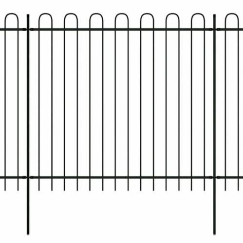 Gard de protecție cu vârf rotunjit, negru, 600 x 175 cm, oțel