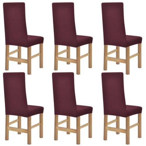 Huse elastice pentru scaune din poliester, Burgundy, 6 buc.