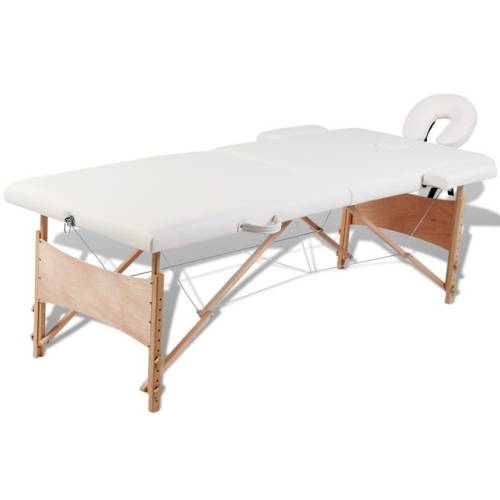 Casa Practica - Masă de masaj pliabilă 2 părți cadru din lemn alb-crem