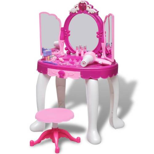 Casa Practica - Masă de toaletă de jucărie cu 3 oglinzi, camera de joacă, lumină/sunet