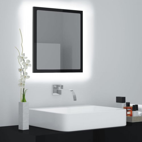 Casa Practica - Oglindă de baie cu led, negru extralucios, 40x8,5x37 cm