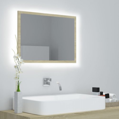 Casa Practica - Oglindă de baie cu led, stejar sonoma, 60x8,5x37 cm, pal
